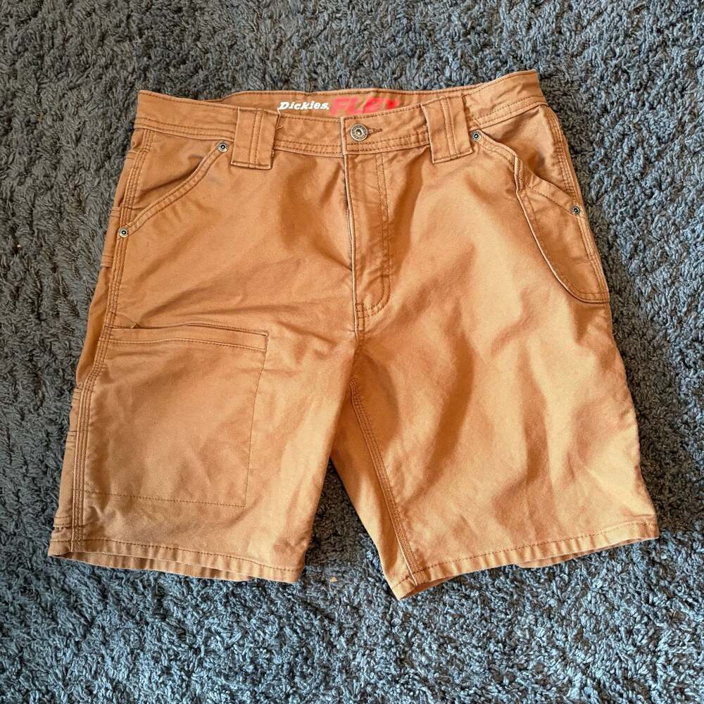 Dickies FLEX Brown Duck Canvas Utility Cargo Work Shorts